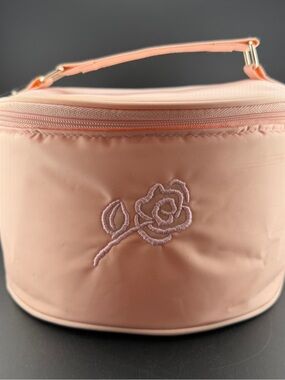 Pink ABC Rose Mastectomy Breast Form Pad Storage Travel Case Round Zipper (A&B)